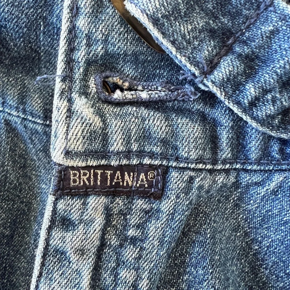 vtg‎ 80s Brittania dark denim mom jeans front double buckle size 11 tapered